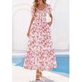 thumbnail image 3 of PRETTYGARDEN Women's Floral Boho Maxi Dresses Flowy Short Sleeve A Line Smocked Eyelet Summer Beach Vacation Clothes, 3 of 10