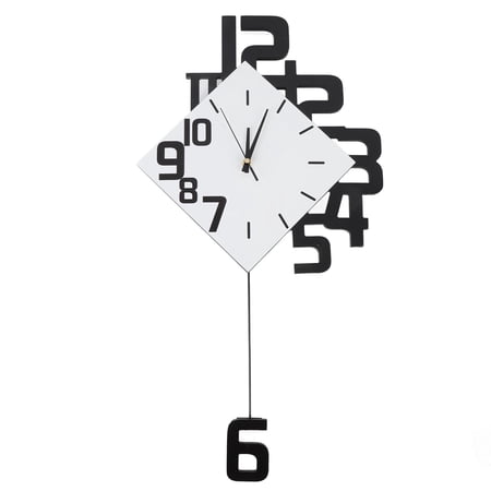 Riousery Large Wall Clock Silent Pendulum Battery Operated Non Ticking for Living Room Bedroom Office Home Decorative Square White Wood (24.8 in / 63 cm)