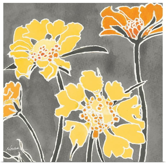 Great BIG Canvas | Rolled Shirley Novak Poster Print entitled Cloisonne Beauty II - Gray