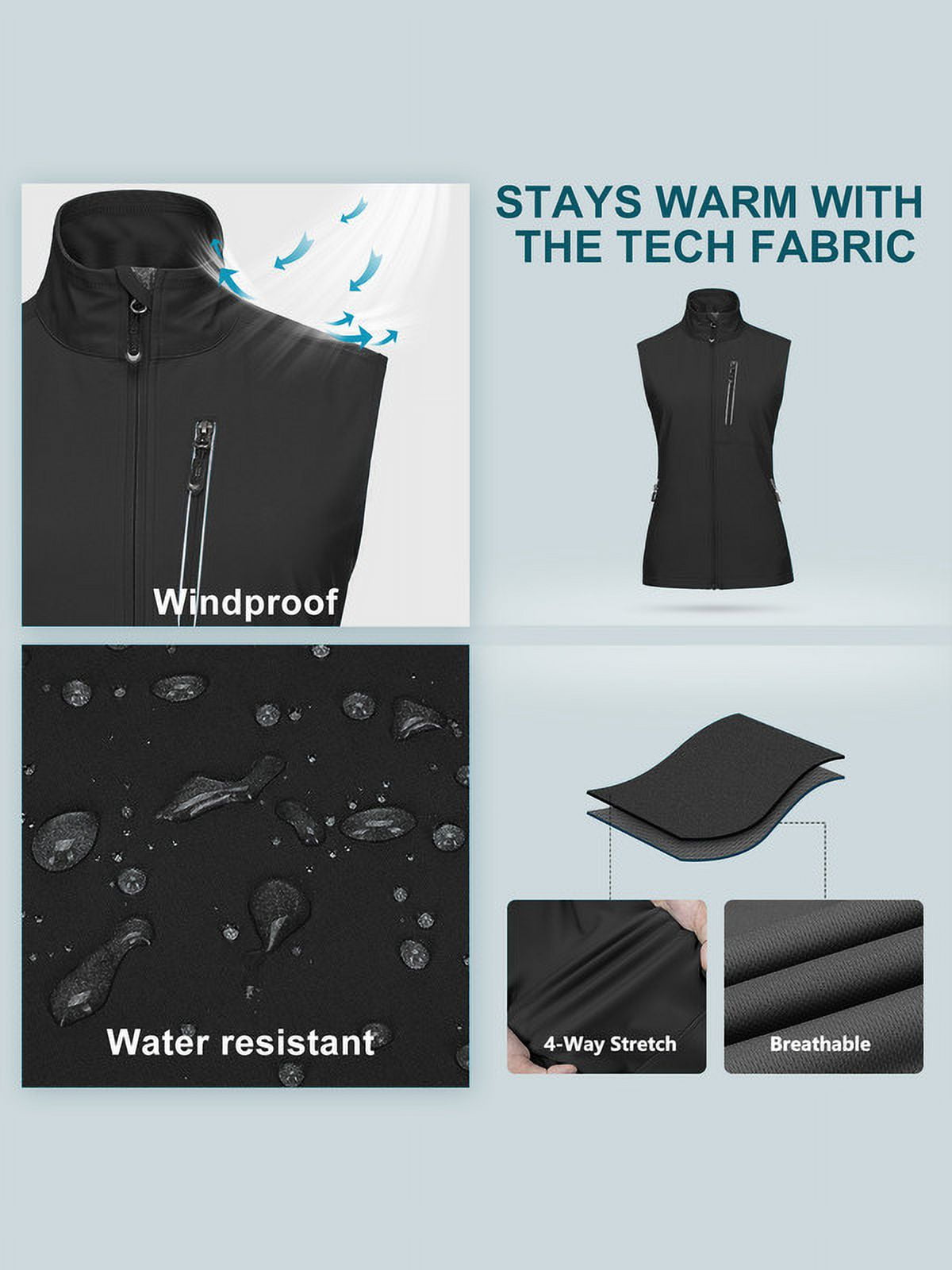 Off Road Ventures Women's Lightweight Vest Waterproof Windproof Outerwear Cycling Sleeveless Jacket for Hiking Travel