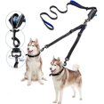 thumbnail image 1 of Correas para 2 perros, correas para 2 perros grandes (50 kg/180 lb) con dispensador de bolsas para excrementos, ajustable de 6,6 pies, 1 of 4