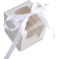 thumbnail image 4 of 12 cajas para cupcakes con ventana blanca, recipientes desechables para pasteles, con bandeja interior y cinta blanca, para pasteles, dulces, fiestas de cumpleaños, 4 of 5