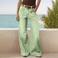 thumbnail image 2 of Miluxas Wide Leg Jeans for Women Trendy High Rise Loose Fit Jeans Casual Denim Pants with Pockets Solid Casual Streetwear Mint Green, 2 of 8