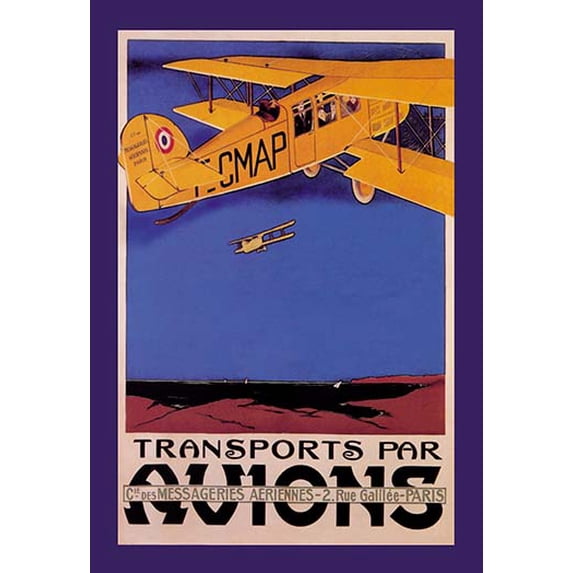 Transports par Avions Museum quality giclee print canvas wrap(20" x 30")