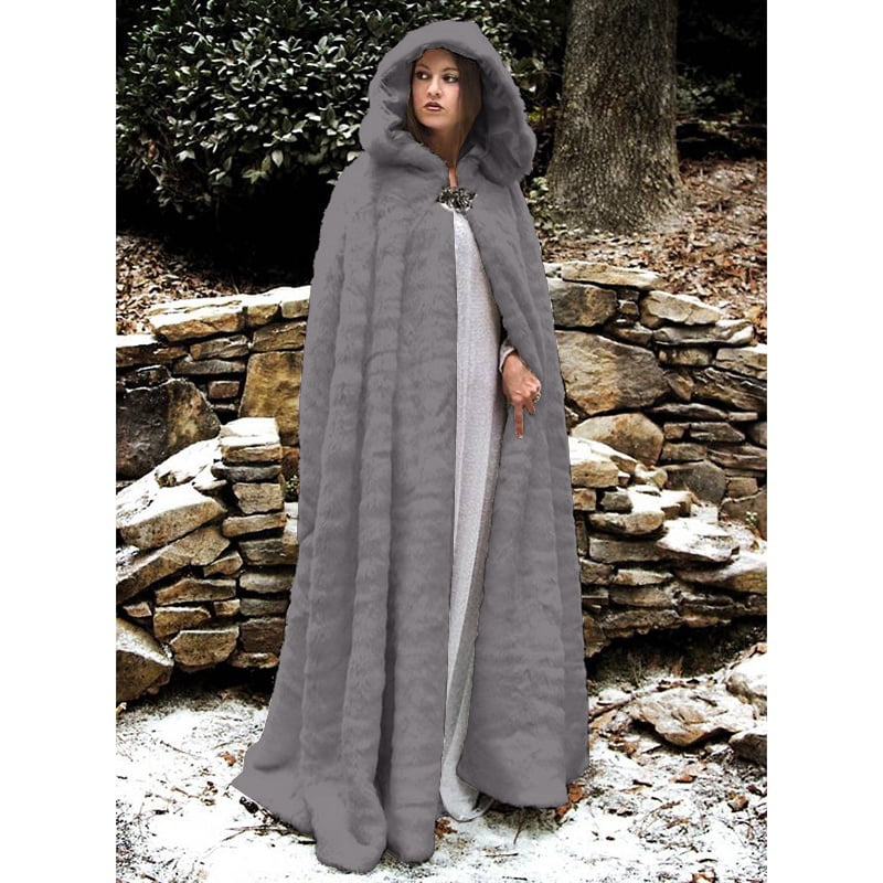 New Ivory Fleece Bridal Cape w/ Faux Fur Cloak Coat By SewingCreators 