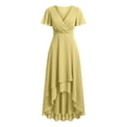 thumbnail image 4 of Uobin Women's Summer Chiffon Dress V Neck Ruched Short Sleeves Elegant Casual Party Dress for Outdoor Events And Daily Wear, 4 of 4