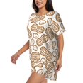 thumbnail image 2 of Balery Peanuts7 Pattern Womens Pajama Sets 2 Piece Soft Short Sleeve Top and Shorts Sleepwear Round Neck Pjs Lounge Set with Pockets-X-Large, 2 of 7