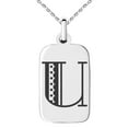 thumbnail image 1 of Stainless Steel Letter U Initial Metro Retro Monogram Engraved Small Rectangle Dog Tag Charm Pendant Necklace, 1 of 1