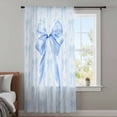 thumbnail image 4 of Cute Bow Sheer Curtains 63 Inches Long, Blue Bowknot Minimalist Solid Color Light Filering Curtains, Breathable Simi Curtain Privacy Drapes for Living Room Bedroom Lightweight Window Treatment, 4 of 9