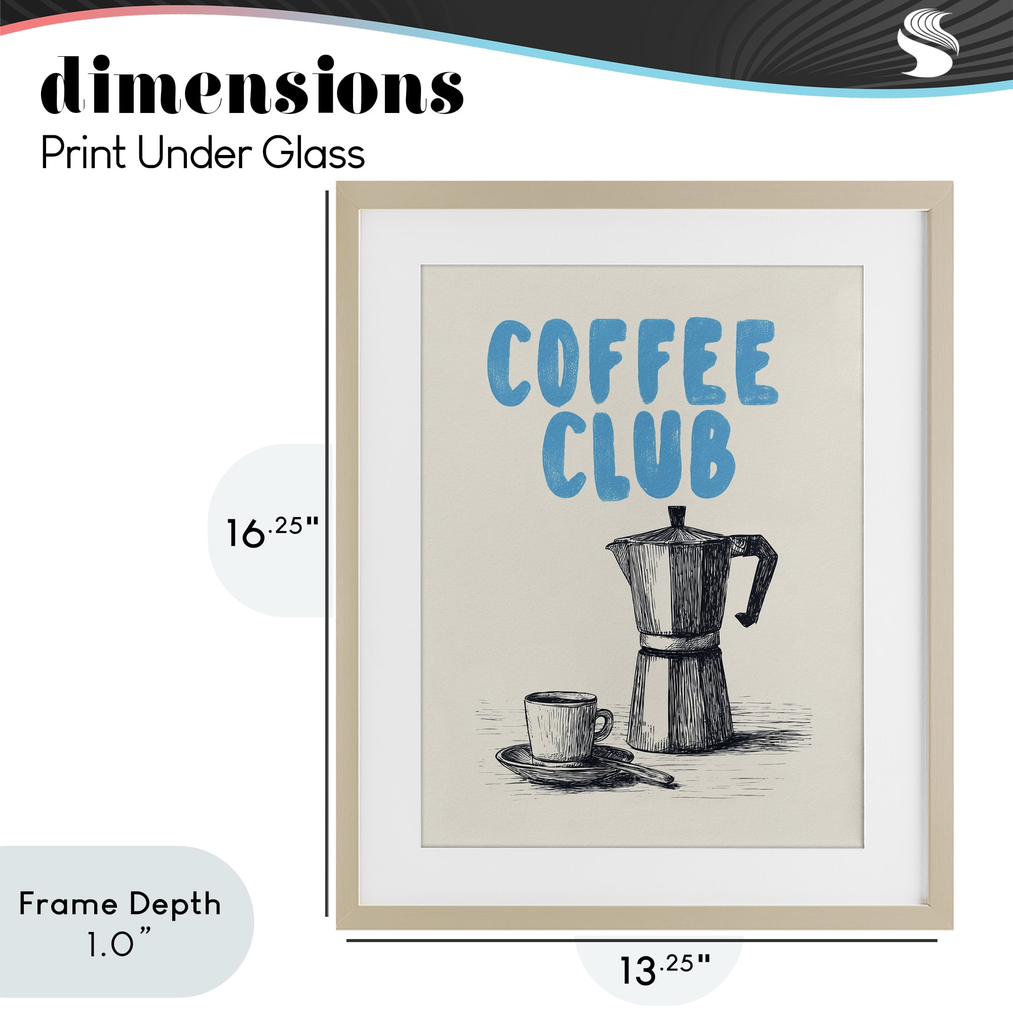 Stupell Industries Coffee Club Retro Drawing Birch Framed Print Under Glass, design by Andreas Magnusson