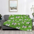 thumbnail image 2 of Yiaed Cows With Calfs Green Print Blanket Throw Blanket Soft Cozy Flannel Blanket for Home Bed Sofa Couch Chair-80"x60", 2 of 6