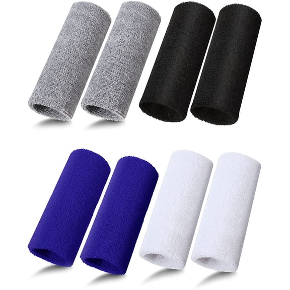 8 Pieces 6 Inch Wrist Sweatband Sports Wristbands Tennis Elastic Athletic Wristband for Men and Women Wide Wrist Protection Band Long Size for Basketball Running