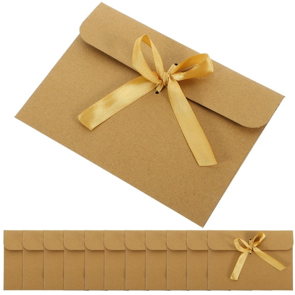 PAMINGONO 50Pcs Vintage Envelope Kraft Paper Storage for Office Supplies in Golden 6.8*4.9*0.04in