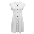 thumbnail image 4 of Casual Dress for Women, Women's Summer Solid V Neck Button Waist Elastic Short Sleeved Dress plus Size Maxi Dress, 4 of 6