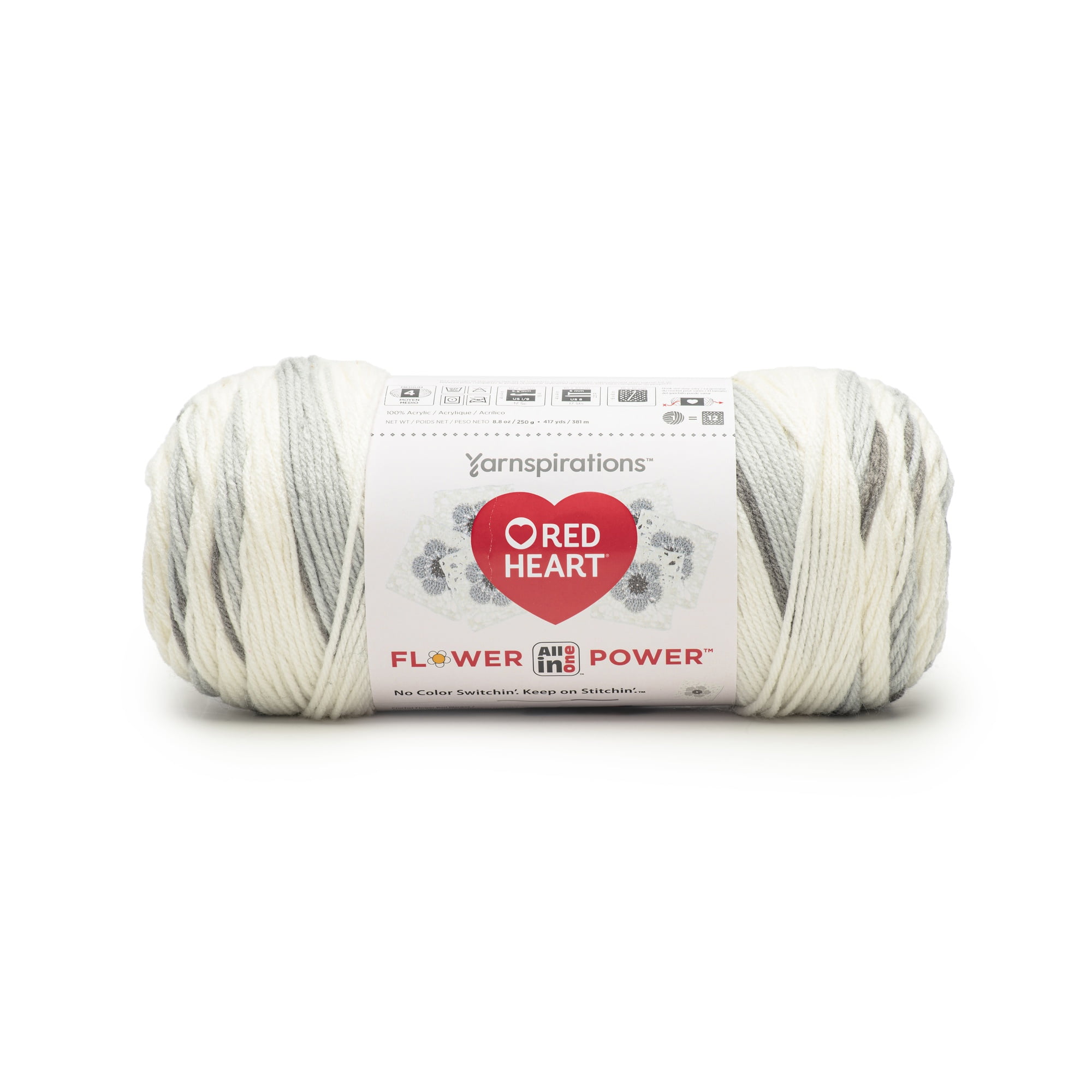Red Heart® AIO Flower Power™ #4 Medium Acrylic Yarn, Silver Sage 8.8oz/250g 417 Yards 3pk