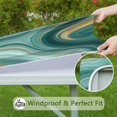 thumbnail image 6 of Teal Marble Gold Wave Pattern Square Fitted Tablecloth with Elastic Edge,Square Table Cover,Washable Elastic Table Cover for Home Kitchen Party Decor 34"x34", 6 of 6