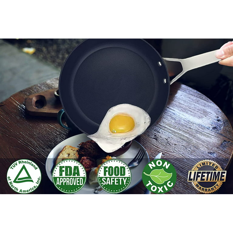 MsMk 7 inch Small Frying Pan, Carbonize Also Nonstick, PFOA Free Non-Toxic, Scratch-Resistant, Induction Egg Skillet, for Induction, Ceramic and GAS