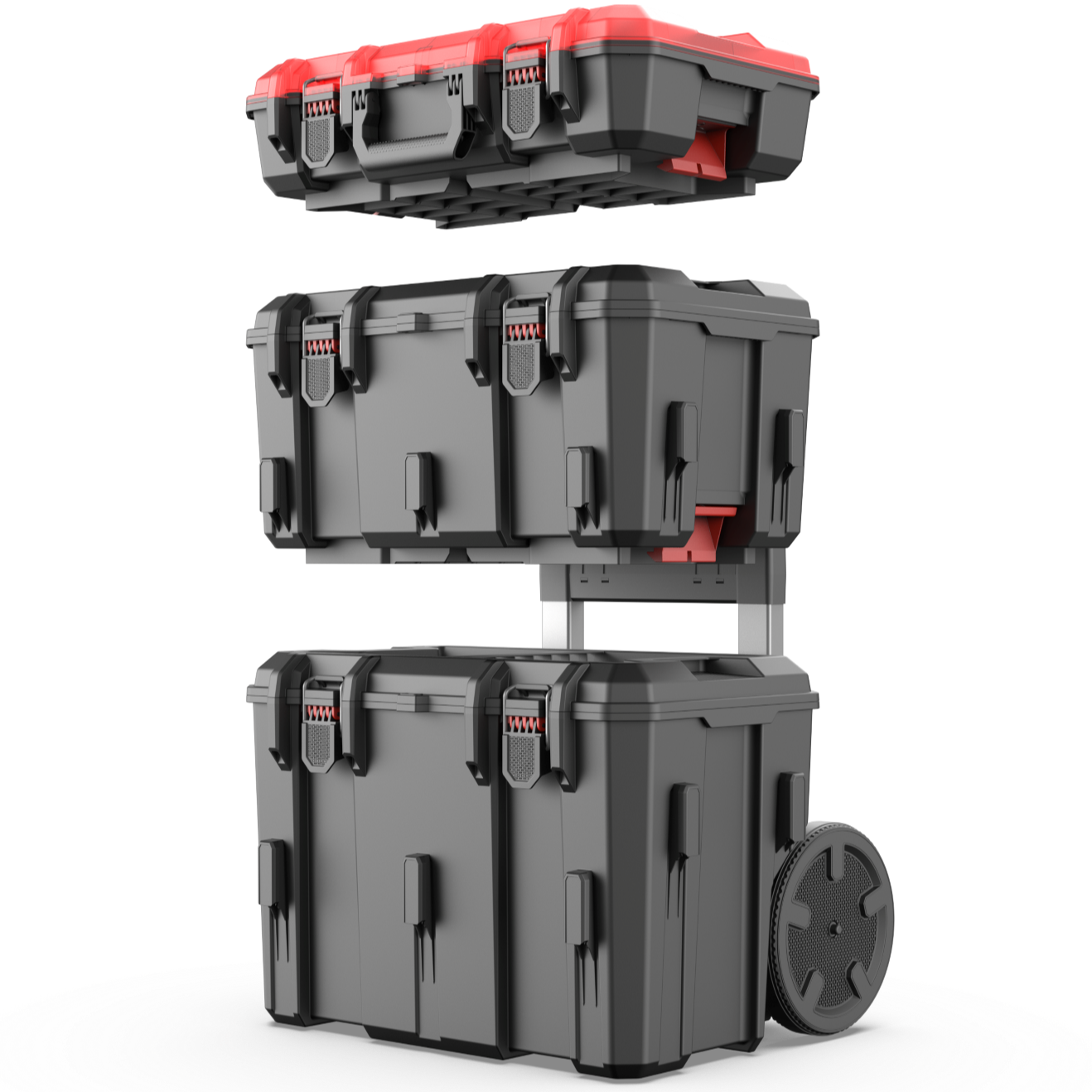 Sistema modular de caja de herramientas rodante de 3 piezas Hyper Stack, negro 2