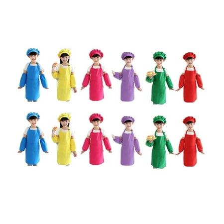 

24 Piece Children s Chef Hat Apron Set Boy and Girl Apron Children Adjustable Cotton Apron Kitchen Apron Belt