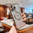 thumbnail image 3 of for iPhone 12 Pro Max Case Glitter, Clear Magnetic Cases with Luxury Love Heart Pattern [Compatible with MagSafe] Bling Sparkle Plating Soft TPU Slim Shockproof Gradient Cover Women Girls,Gold, 3 of 11