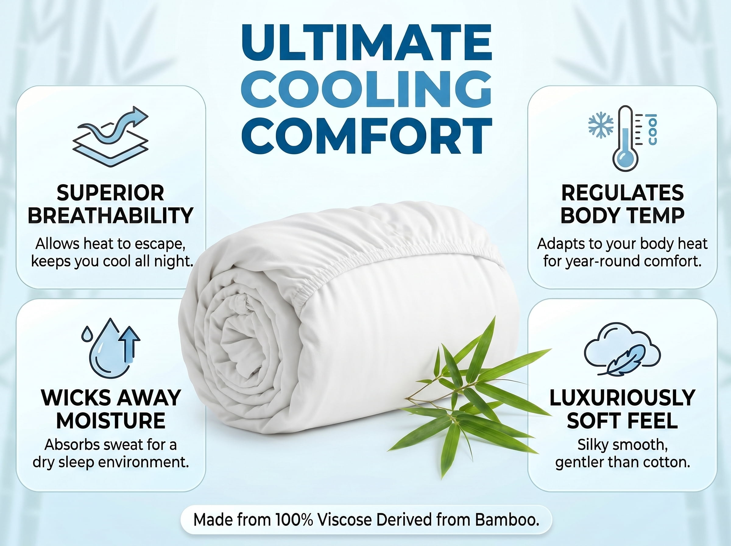 100% Viscose from Bamboo King Size Botton Fitted Sheets Only (1-Piece) 1000 Thread Count - Cooling Silky Soft - 16" Deep Pocket - White