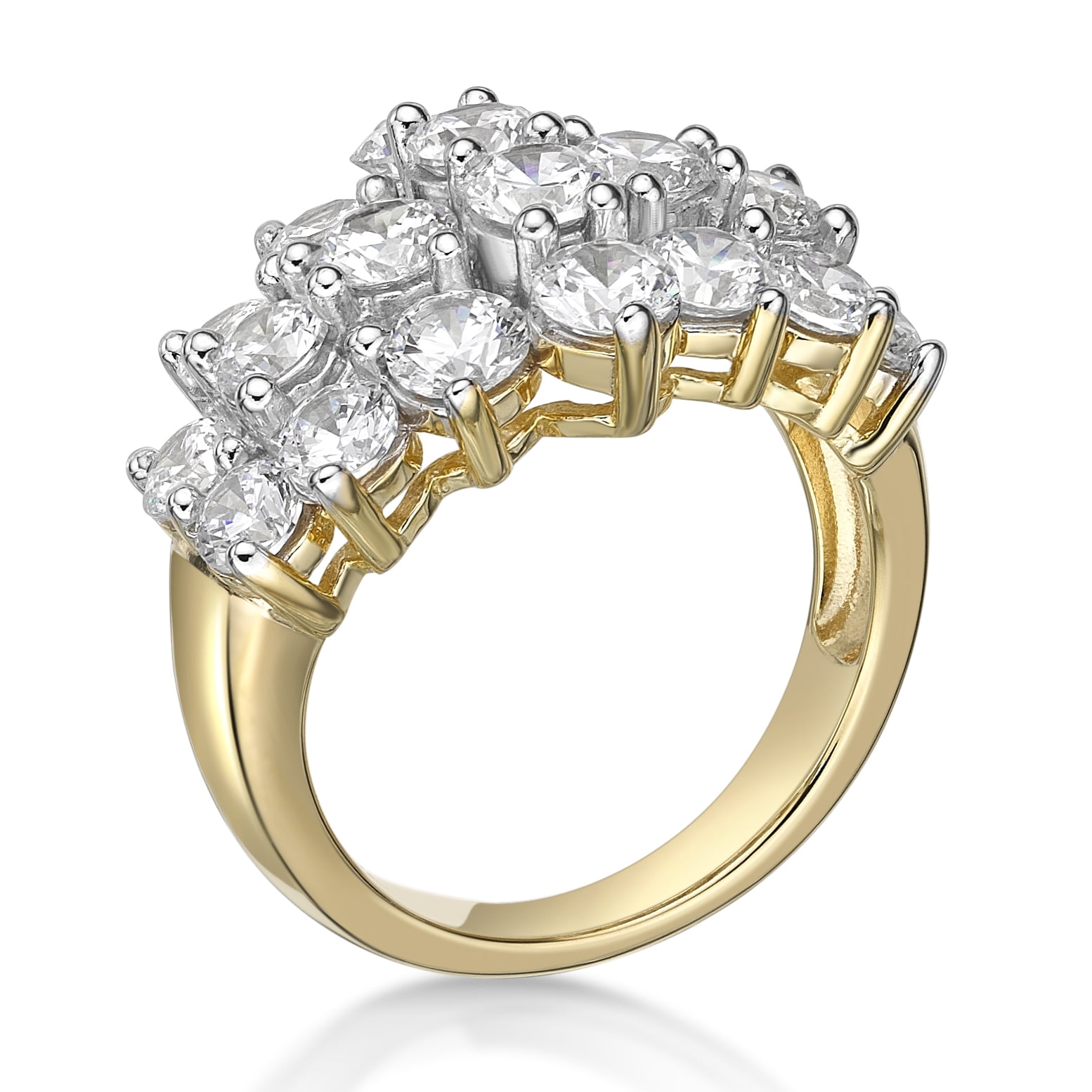 Jay Heart Designs 925 Sterling Silver with 14K Yellow Gold Plating Simulated White Diamond Cocktail Ring