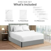 CGK Linens 6-Piece Extra Deep Pocket Sheet Set With Extra Matching Pillowcases - King Size Bed Sheets Fits 18-24 Mattresses, White
