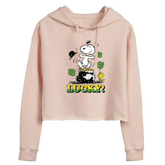 Peanuts - Lucky - Juniors Cropped Pullover Hoodie