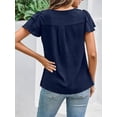 thumbnail image 2 of MORTTIC Women's Summer Ruffle Sleeve Blouse Casual Crew Neck Work Tops for Office or Daily Wear, L, 2 of 4