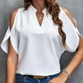 thumbnail image 2 of yillto Women's Cold Shoulder Tops Short Sleeve V Neck Casual Loose Solid Color Blouse Summer Fashion Shirts, 2 of 3