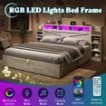 thumbnail image 6 of PLAUIN King Size Bed Frame, Farmhouse Platform with 2 Side Shelves & LED Lights, White, 6 of 9