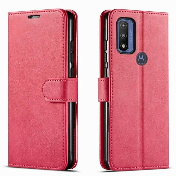 Starshop Case for Motorola G Pure, Premium Leather Wallet Pocket Credit Card Slots-Pink