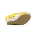 thumbnail image 3 of BLISSFUL STEP Women's Shoes Wedge Open Toe Crisscross Straps Linen Platform Sandals Yellow 7, 3 of 8