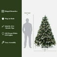 thumbnail image 3 of LuxenHome 7Ft Pre-Lit Green & White Pine Christmas Tree with Pinecones & Metal Stand, Holiday Decor, 3 of 9