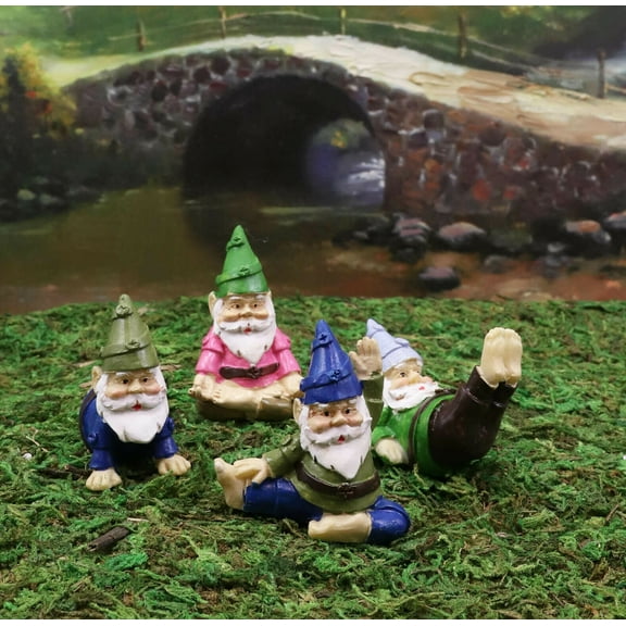Ebros Gift 1.5"-2" Yoga Gnome Garden Statues, Hand Painted 4 Count