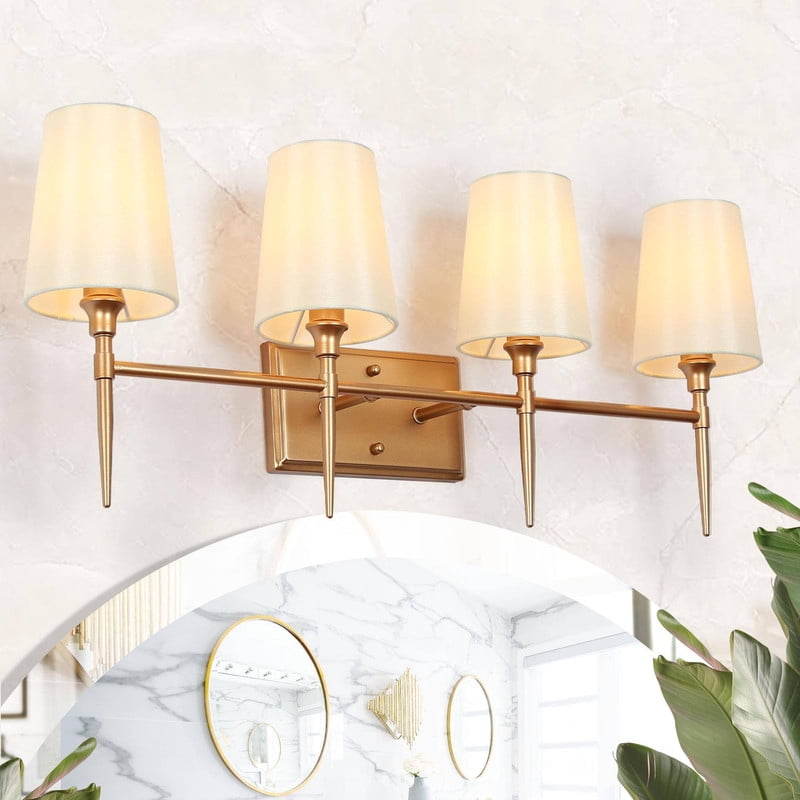 LNC 4-Light Gold Modern/Contemporary Vanity Light Bar