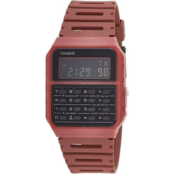 Casio Men's Data Bank Digital Dual Time Calculator Red Resin Watch CA53WF-4B