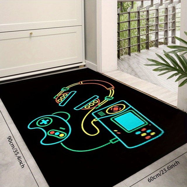 1pc Area Rug, Game Set Pattern, Living Room Bedroom Game Console Anti Slip Floor Mat, Game Console Print Pattern Floor Mat