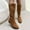 Brown, variant on Bnwani Boots for Women Knee High Fall Winter Fashion Pointed Zipper Mid-Heel Thick Chunky Mid-Calf Versatile Casual Solid Leather Boot Black Size 5.5