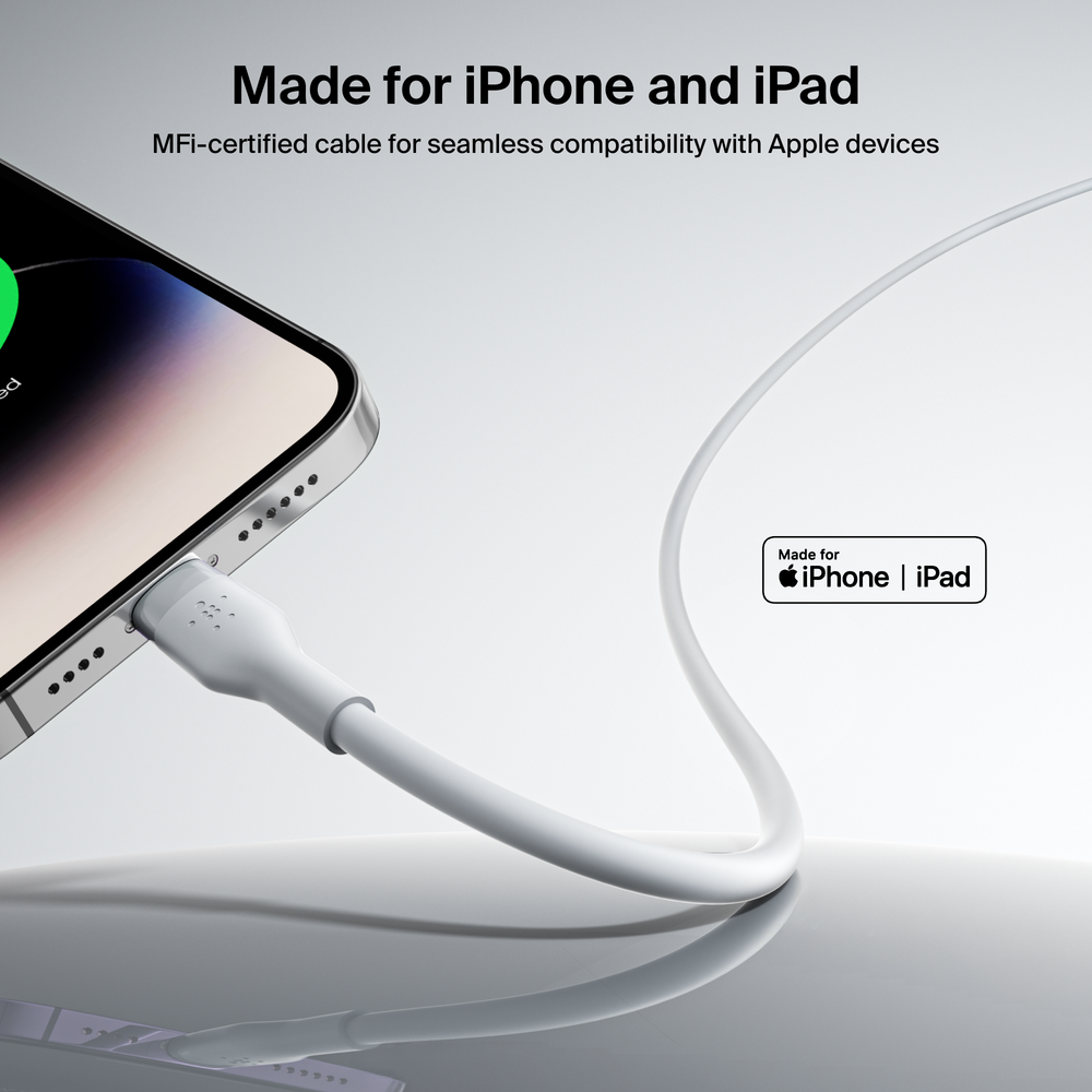 Belkin BoostCharge Flex Silicone Lightning Cable 5ft, Silver photo 5