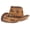 Deep coffee, variant on Leather Wide Brim Cowboy Western Bush Hat Outback Braided Traveller Hat Sombrero Caps for Dad Women Men Cowgirl