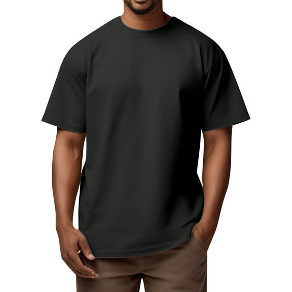 ADSSDQ Mens Heavyweight Cotton T-Shirt Plain Tee (Available in Big & Tall) Black 4XL