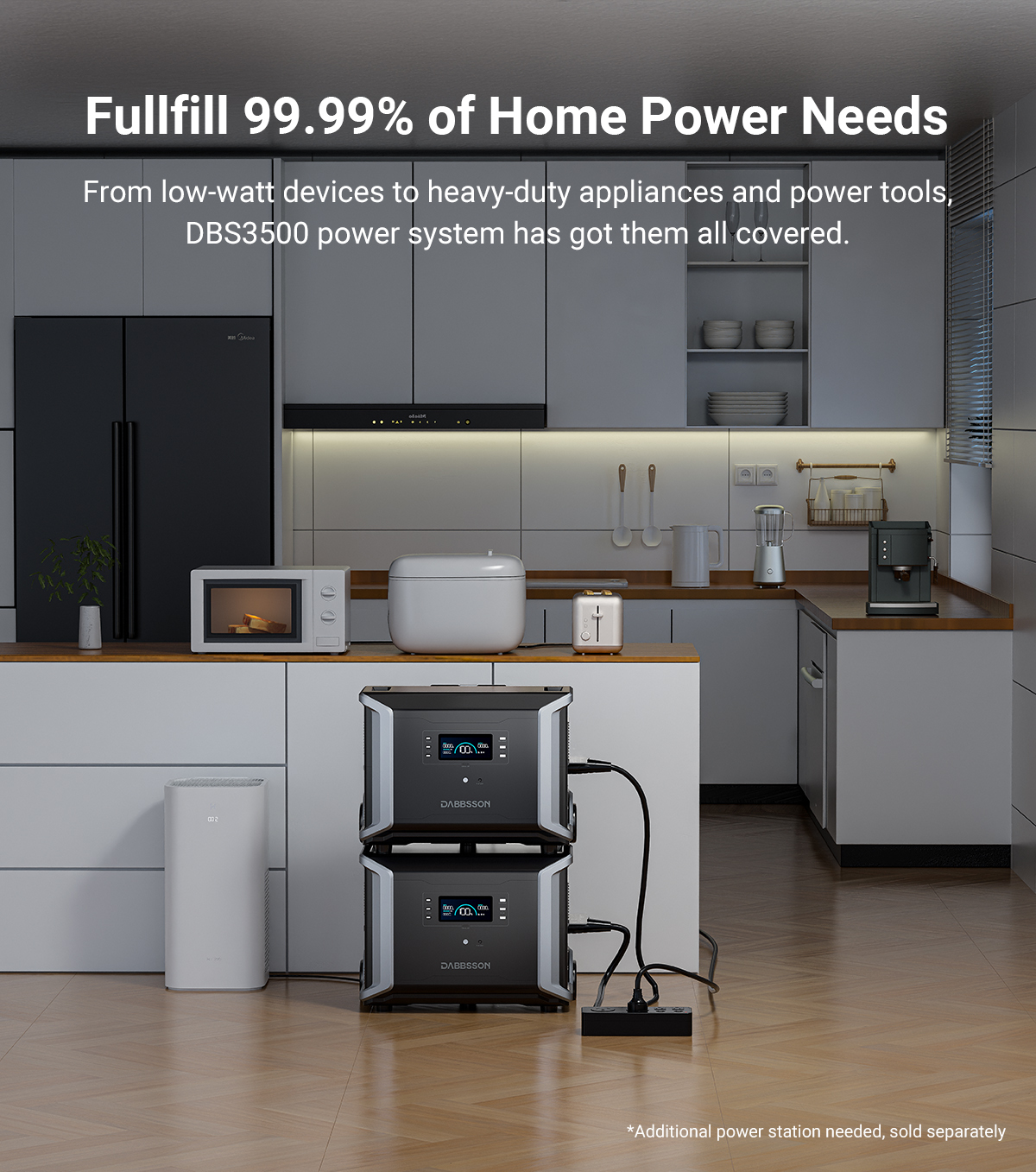 DABBSSON Portable Power Station DBS3500, 3430Wh LFP Battery Outdoor Solar Chargers Generators 3600W