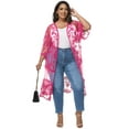 thumbnail image 5 of Women's Plus Size Kimono Floral Lace Cardigan Beach Cover Up Swimsuit, 5 of 7