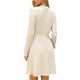 thumbnail image 3 of Vestido de manga larga INSPIRE CHIC para mujer, vestido de suéter de punto acanalado texturizado, cuello redondo, talla XL, color albaricoque, 3 of 6