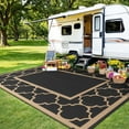 thumbnail image 6 of DEORAB 5'x8' Outdoor Rugs Waterproof Reversible Plastic Straw Patio Outside Carpet Camping RV Mat,Black & Brown, 6 of 6