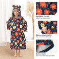 thumbnail image 3 of FORMRS Wearable Blanket Hoodie with Sleeves for Kids Cozy Flannel Sweatshirt, Red Floral, 3 of 7