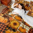 thumbnail image 4 of Manfei Autumn Rustic Pumpkin 7-Piece Bedding Comforter Set,Fall Sunflower King Bedding Sets,Patchwork Geometric Plaid Bed Sheets For Teens,Luxury Bedroom Decor Reversible, 4 of 8