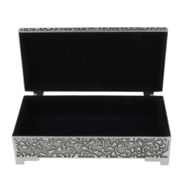 Cofre del tesoro vintage tallado en metal, caja para guardar joyas METRO