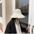 thumbnail image 2 of CoCopeanut 2021 New Summer Autumn Large Brim Fisherman Hat Women Cotton Linen Round Dome Bandage Bow Big Foldable Sun Hats Fishermen Hat, 2 of 6